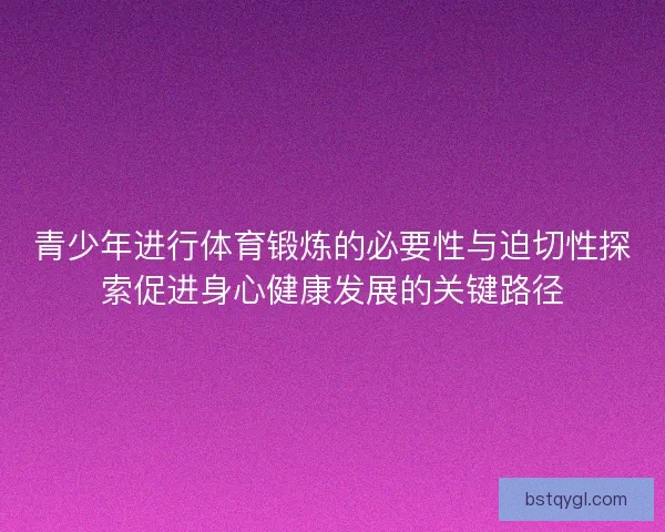青少年进行体育锻炼的必要性与迫切性探索促进身心健康发展的关键路径