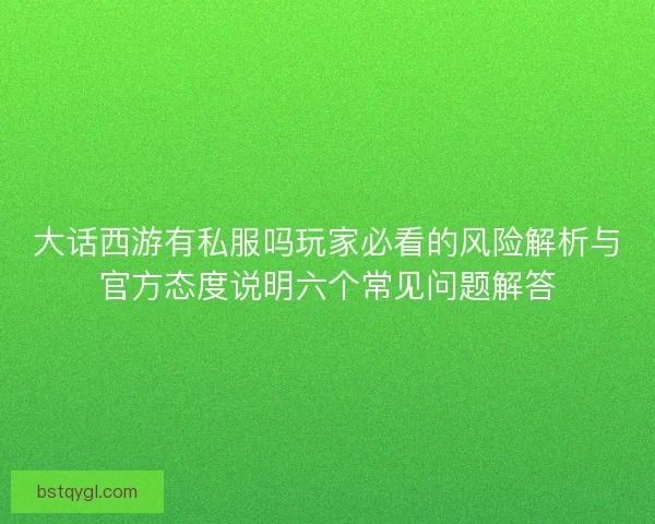 大话西游有私服吗玩家必看的风险解析与官方态度说明六个常见问题解答